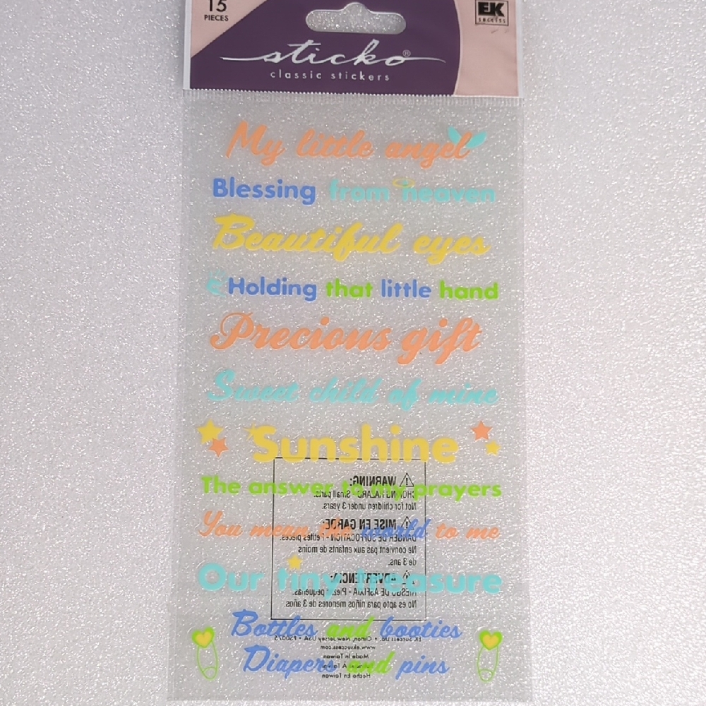 ❤️3/$10❤️EK Sticko Classic Stickers Adorable Baby Phrases